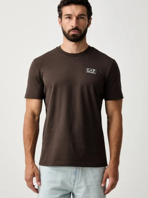 EA7 Emporio Armani T-shirt męski bawełniany brązowy