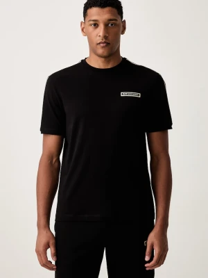 EA7 Emporio Armani T-shirt męski bawełniany z elastanem czarny