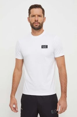 EA7 Emporio Armani t-shirt męski kolor biały gładki