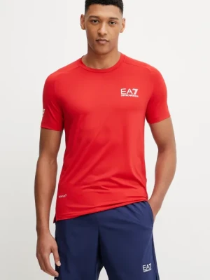 EA7 Emporio Armani t-shirt męski kolor czerwony gładki
