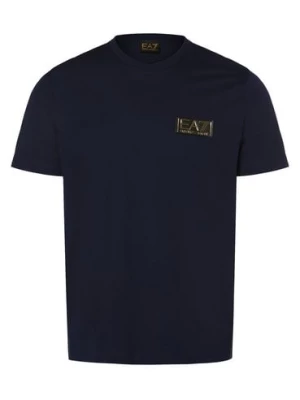 EA7 Emporio Armani T-shirt męski Mężczyźni Bawełna niebieski jednolity,