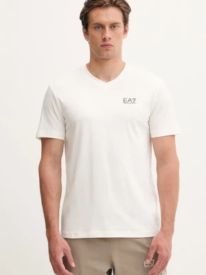EA7 Emporio Armani T-shirt męski z bawełną beżowy