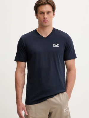 EA7 Emporio Armani T-shirt męski z bawełną granatowy