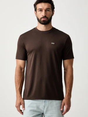 EA7 Emporio Armani T-shirt męski z modalem brązowy