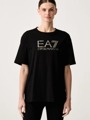 EA7 Emporio Armani T-shirt oversize damski bawełniany czarny