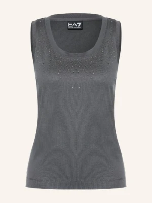 ea7 Emporio Armani Top Z Kamieniami Ozdobnymi grau