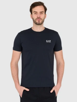 EA7 Granatowy t-shirt męski z małym logo, Rozmiar M EA7 Emporio Armani