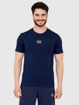 EA7 Granatowy t-shirt męski z naszywką z logo, Rozmiar S EA7 Emporio Armani