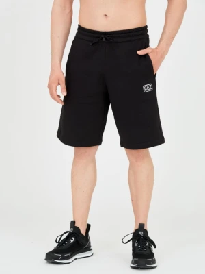 EA7 Męskie czarne krótkie spodenki z naszywkę, Rozmiar M EA7 Emporio Armani
