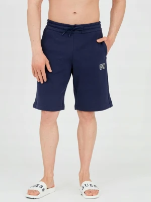 EA7 Męskie granatowe shorty z naszywką, Rozmiar S EA7 Emporio Armani