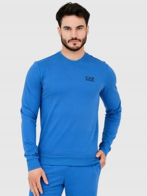 EA7 Niebieska bluza męska z czarnym logo, Rozmiar XXL EA7 Emporio Armani