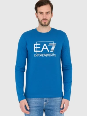 EA7 Niebieski męski bawełniany longsleeve, Rozmiar M EA7 Emporio Armani