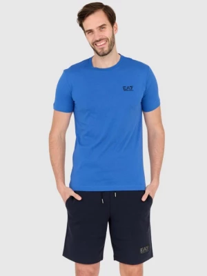 EA7 Niebieski t-shirt męski z czarnym logo EA7 Emporio Armani