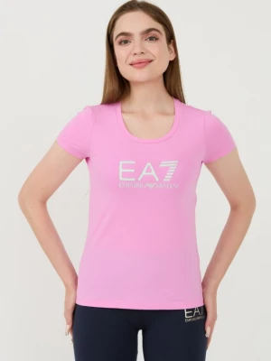 EA7 Różowy damski t-shirt, Rozmiar L EA7 Emporio Armani