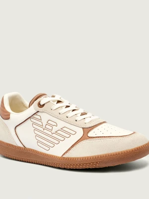 EA7 Skórzane sneakersy ecru
