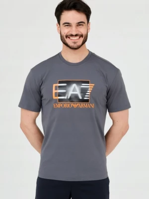 EA7 Szary t-shirt z holograficznym logo EA7 Emporio Armani