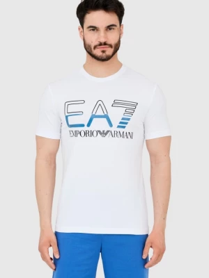 EA7 T-shirt męski biały z dużym czarnym logo EA7 Emporio Armani