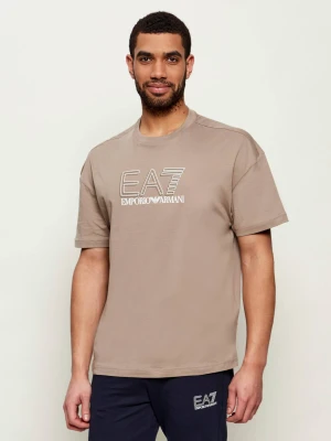 EA7 T-shirt | Relaxed fit beżowy