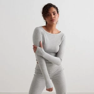 Ease Ribbed Long Sleeve Top, markiaim'n, Długie rękawy, w kolorze szary, rozmiar: