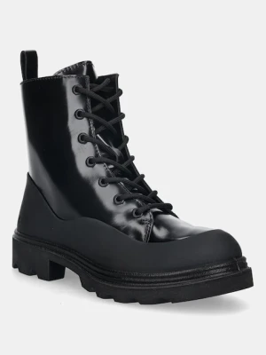 Ecco botki skórzane Grainer Dress kolor czarny na płaskim obcasie 214853-01001