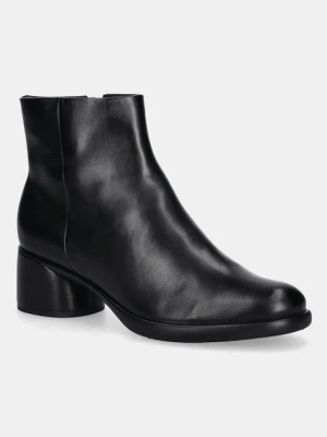 Ecco botki skórzane Sculpted 35 Clean Boot damskie kolor czarny na słupku 222413-01001