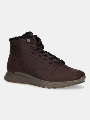 Ecco buty nubukowe Exostride Mid Warm męskie kolor brązowy 835414-02178