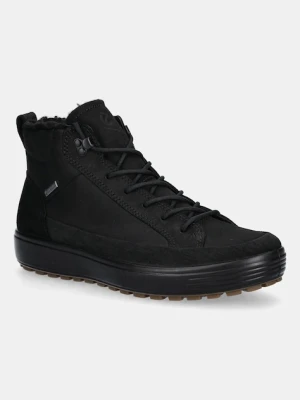 Ecco buty nubukowe Soft 7 Tred High Boot męskie kolor czarny 450444-51052