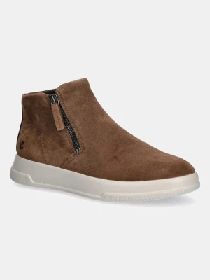 Ecco buty zamszowe Move Zip Bootie damskie kolor brązowy 223823-05034