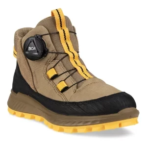 ECCO Exostrike Kids - Dziecięce nubukowe wodoodporne buty outdoor za kostkę - Brązowy - Size: (UK 4-4.5)