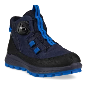 ECCO Exostrike Kids - Dziecięce nubukowe wodoodporne buty outdoor za kostkę - Niebieski - Size: (UK 6.5-7)