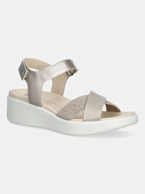 Ecco sandały damskie skórzane Flowt Wedge LX W