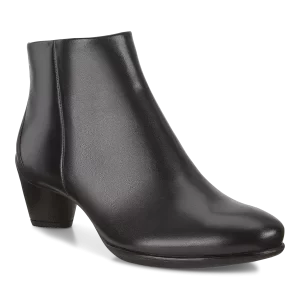 ECCO Sculptured 45 - Damskie skórzane botki - Czarny - Size: (UK 3.5-4)