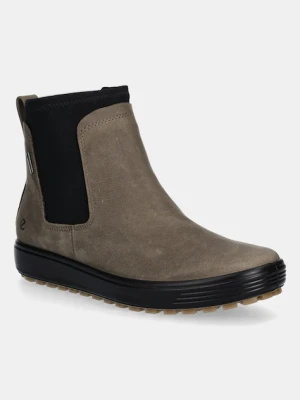Ecco sztyblety Soft 7 Tred Chelsea Gtx kolor zielony na płaskim obcasie 450463-02559