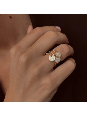 Eclat d'Argent Pozłacany pierścionek z cyrkoniami rozmiar: 60