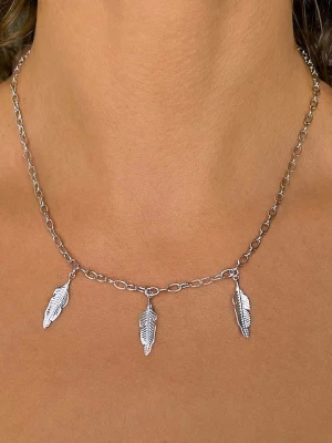 Eclat d'Argent Srebrny naszyjnik z elementami ozdobnym - dł. 38 cm rozmiar: onesize