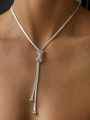 Eclat d'Argent Srebrny naszyjnik z elementem ozdobnym - dł. 40 cm rozmiar: onesize
