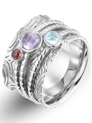 Eclat d'Argent Srebrny pierścionek z kamieniami szlachetnymi rozmiar: 60