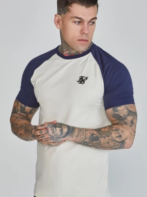 Ecru i granatowa koszulka męska raglan SikSilk