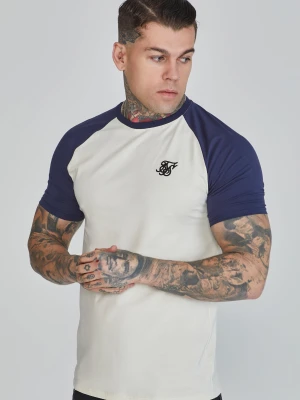 SikSilk Męska Koszulka Raglan w Kolorze Ecriu i Marynarskim
