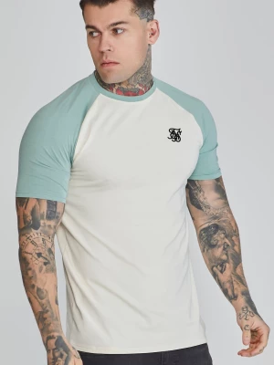 Ecru i zielona koszulka męska raglan SikSilk