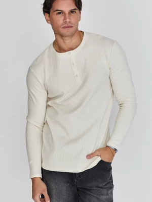 Ecru koszulka męska Henley SikSilk