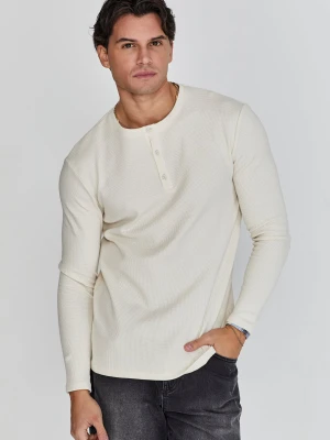 SikSilk Męska Koszulka Henley w Kolorze Ecru