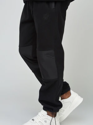 Ecru polarowe joggery męskie z mankietami i odcięciami SikSilk