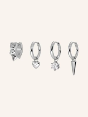 Edblad Zestaw 4 Kolczyków Typu Creole Peak One Heart silber
