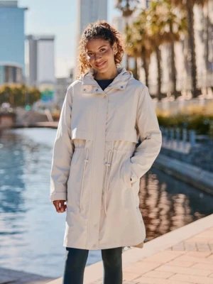 Eden — damski płaszcz typu mackintosh - Beige Animal