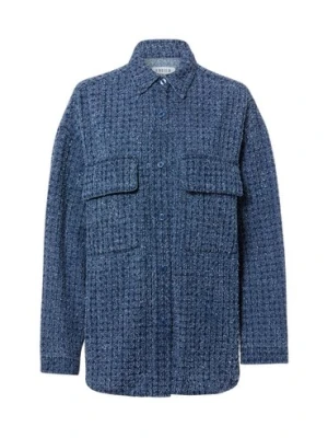 EDITED Damska bluzka koszulowa - Anisha Kobiety Bawełna (100%) niebieski marmurkowy,