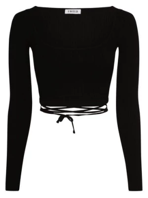 EDITED Damska koszulka z długim rękawem Kobiety wiskoza czarny jednolity,