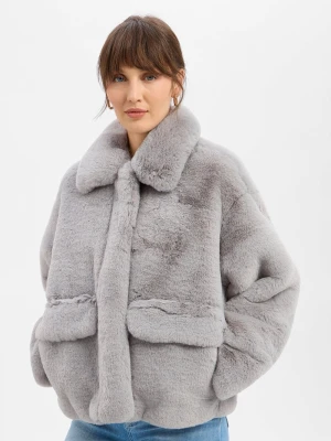 EDITED Damska kurtka ze sztucznego futra - Carly Kobiety szary jednolity,