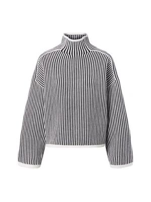 EDITED Damski sweter z dzianiny - Nohea Kobiety czarny|biały w paski,