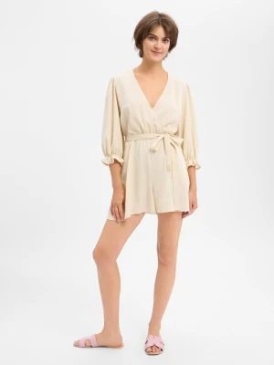 EDITED Kombinezon damski - Kallie Kobiety Lyocell beżowy jednolity,